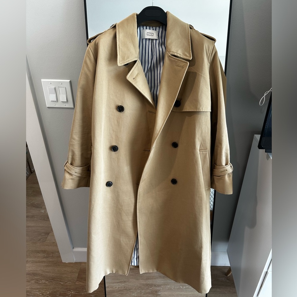 AYR Tan Double-Breasted Trench Coat
